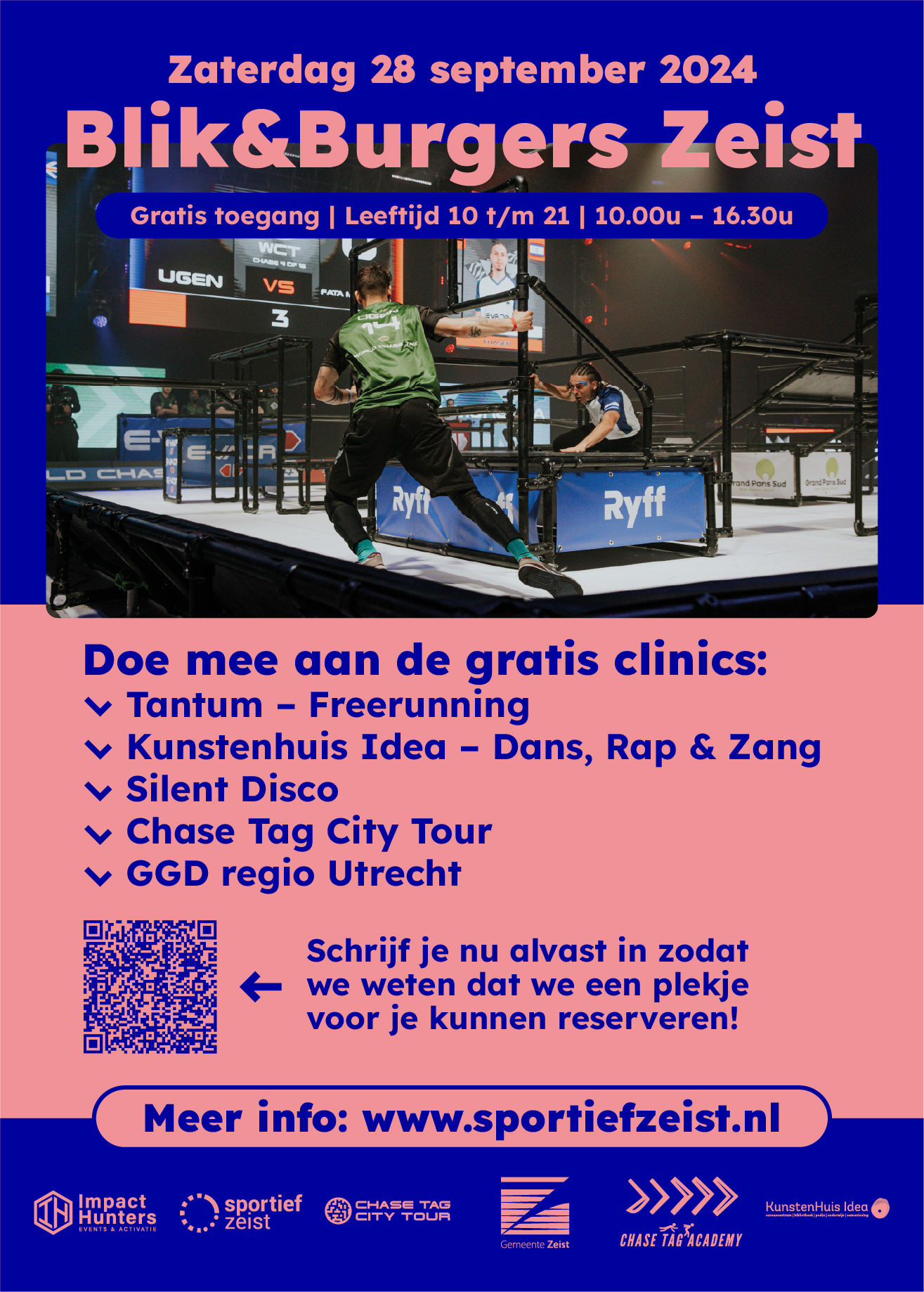 Chase Tag, muziek, workshops Freerunning, Urban, breakdance en meer bij Blik & Burgers